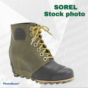 Sorel Women's Green Pdx Leather Wedge Ankle Boots
